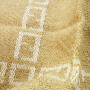 FENDI マフラー ウール インターシャ ロゴ ズッカ柄 総柄 フリンジ ベージュ /CK24 GY11