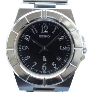 lk ルキア 腕時計 ウォッチ クォーツ シルバーカラー 銀色 カレンダー付き 黒文字盤 ロゴ 7N82-0620