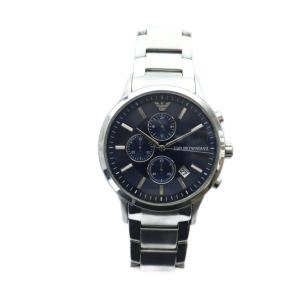 EMPORIO ARMANI 腕時計 ウォッチ クォーツ クロノグラフ 青文字盤 デイト カレンダー付き ロゴ シルバー色 AR-11164