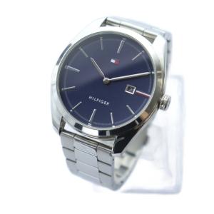 TOMMY HILFIGER 腕時計 ウォッチ クォーツ カレンダー付き 青文字盤 ロゴ シルバー色 GY18 /MQ