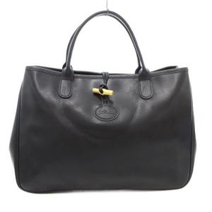 ハンドバッグ ロゴ カフスボタン レザー 黒 ブラック /AE GY18