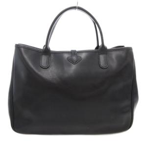 Longchamp ハンドバッグ ロゴ カフスボタン レザー 黒 ブラック /AE GY18