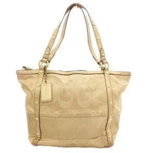 12905 シグネチャー ハンドバッグ トート 肩掛け ラメ キャンバス レザー ゴールドカラー /GV
