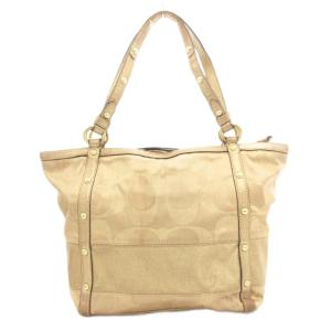 COACH 12905 シグネチャー ハンドバッグ トート 肩掛け ラメ キャンバス レザー ゴールドカラー /GV