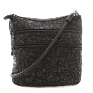 ショルダーバッグ 斜め掛け クロスボディ 花唐草柄 漆 鹿革 レザー 黒 ブラック /GV GY18