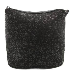 INDEN‐YA ショルダーバッグ 斜め掛け クロスボディ 花唐草柄 漆 鹿革 レザー 黒 ブラック /GV GY18