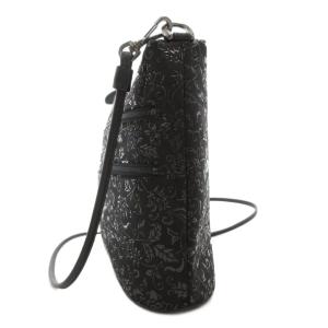 INDEN‐YA ショルダーバッグ 斜め掛け クロスボディ 花唐草柄 漆 鹿革 レザー 黒 ブラック /GV GY18