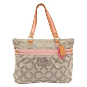 15331 シグネチャー ポピー オプアート グラム トート ハンドバッグ ロゴ キャンバス グレー /GV