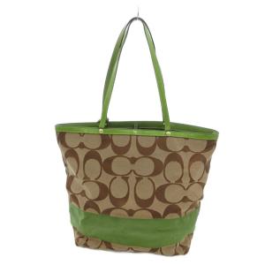 COACH シグネチャー トートバッグ キャンバス ベージュ 緑 グリーン 10125 /UO GY18