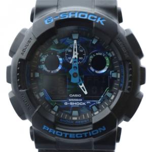 腕時計 ウォッチ クォーツ アナデジ 黒文字盤 ロゴ カレンダー付き デイト 黒 ブラック GA-100CB