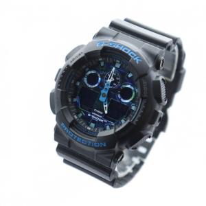 CASIO G-SHOCK 腕時計 ウォッチ クォーツ アナデジ 黒文字盤 ロゴ カレンダー付き デイト 黒 ブラック GA-100CB