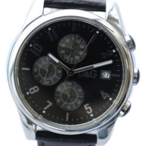 腕時計 ウォッチ クォーツ シルバーカラー 銀色 カレンダー付き 黒文字盤 クロノグラフ ロゴ /MQ