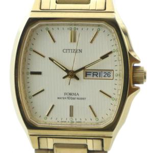 FORMA フォルマ 腕時計 ウォッチ クォーツ トノー型 デイデイト カレンダー付き ゴールドカラー