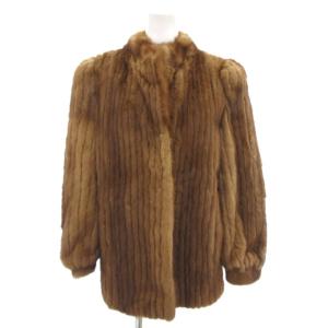 銀サガ ファーコート 毛皮 ミンクファー ショート丈 11 茶 ブラウン /AE GY18