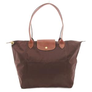 ル プリアージュ LE PLIAGE ハンドバッグ トート 肩掛け 舟形 ロゴ ナイロン レザー 茶 ブラウン