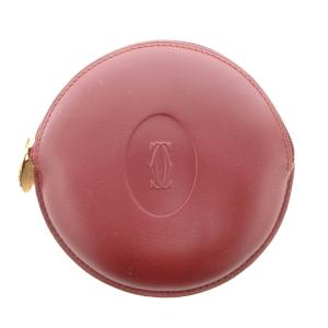 美品 マストライン 小銭入れ コインケース 丸型 円形 ロゴ レザー ボルドー /GV GY18