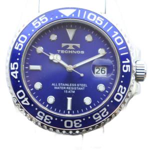 腕時計 ウォッチ クォーツ カレンダー付き 青文字盤 ロゴ シルバー色 T2484 GY18 /MQ