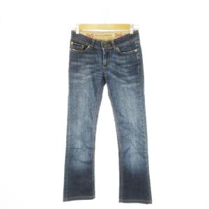 COOL デニムパンツ ジーンズ ブーツカット フレア ストレッチ 紙パッチ ユーズド加工 ロゴ 刺繍