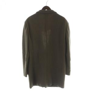 GIORGIO ARMANI テーラードジャケット ブレザー 長袖 背抜き シングル ロゴ ヘリンボーン 54 XXL 茶 ブラウン