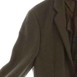 GIORGIO ARMANI テーラードジャケット ブレザー 長袖 背抜き シングル ロゴ ヘリンボーン 54 XXL 茶 ブラウン
