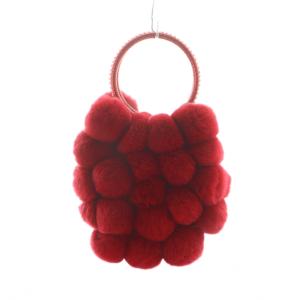 ハンドバッグ ミニトート ロゴ ラビットファー ポーチ付き 赤 レッド GY17 /MQ