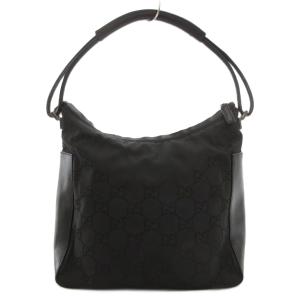 GUCCI 001 3770 ハンドバッグ GG柄 ナイロン レザー ブラック