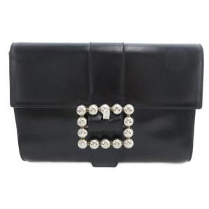 セカンドバッグ クラッチバッグ レザー バックル 黒 /UO GY17