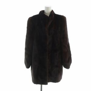 金サガ ダークミンク ファー コート ミドル 毛皮 総裏地 13 LL 茶 ブラウン GY18 /MQ