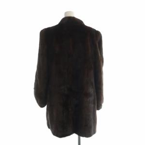 SAGA MINK 金サガ ダークミンク ファー コート ミドル 毛皮 総裏地 13 LL 茶 ブラウン GY18 /MQ