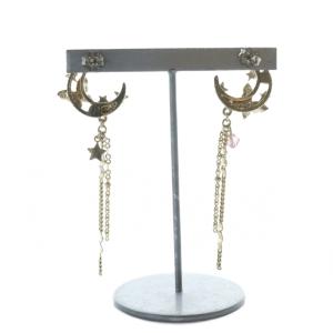 ANNA SUI ピアス アクセサリー 両耳用 ラインストーン パピヨン 三日月 ゴールド色 GY18 /MQ