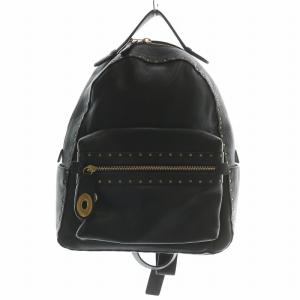 リュックサック バックパック デイパッグ レザー スタッズ ロゴ ゴールド金具 黒 ブラック 31016