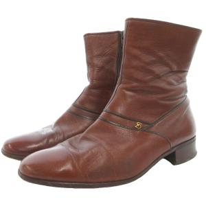 SOULIERS ブーツ レザー ロゴ サイドファスナー 25cm 茶 ブラウン /BS GY17