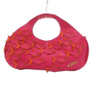 ハンドバッグ 手提げカバン レザー 皮革 ロゴ 魚 フィッシュ ピンク /BS GY18