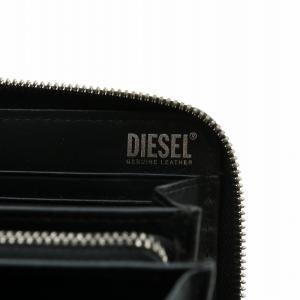 DIESEL 長財布 レザー ラウンドファスナー ロゴプレート 黒 ブラック /XZ GY18