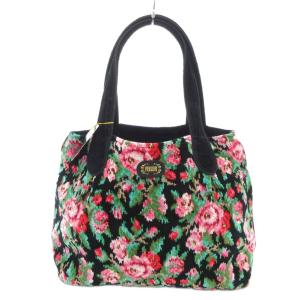 タグ付き ハンドバッグ 花柄 シュニール織 ロゴ 総柄 黒 ブラック /AE GY18