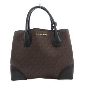 美品 ハンドバッグ 総柄 ロゴ レザー ダークブラウン /AE GY18