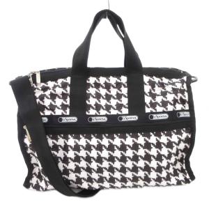 ボストンバッグ ショルダー 2WAY 千鳥格子柄 ナイロン 黒 ブラック 白 ホワイト /AE GY18