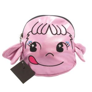 ×ペコちゃん コラボ タグ付き ポーチ ロゴ刺繍 フェイクレザー 紫 パープル /GV GY18