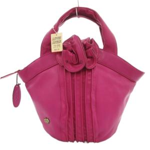 ハンドバッグ 手提げカバン レザー 皮革 ロゴ ピンク /BS GY18