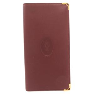 マストライン 二つ折り長財布 ウォレット 札入れ 型押しロゴ レザー ボルドー ゴールドカラー /GV