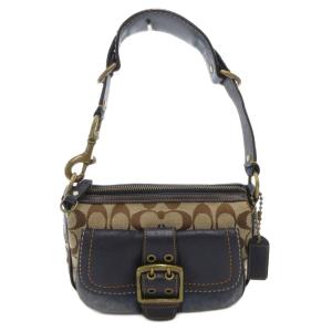 7061 ワンショルダー バッグ ハンドバッグ シグネチャー キャンバス レザー 茶 ブラウン /AE