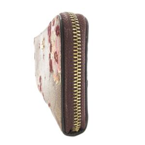 COACH F31651 シグネチャー 長財布 ウォレット ラウンドファスナー 花柄 PVC ロゴ ラメ 茶 ブラウン