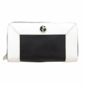 長財布 ウォレット バイカラー ロゴ レザー 白 ホワイト 黒 ブラック /AE GY18