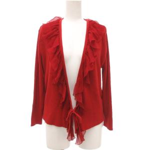 カーディガン ニット フリル 40 約L 赤 レッド /BS GY18