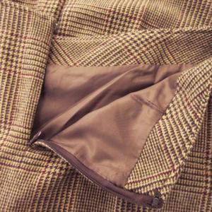 RALPH LAUREN タイトスカート 台形 ボックスプリーツ ミモレ ロング ウール アンゴラ混 ベルトデザイン グレンチェック