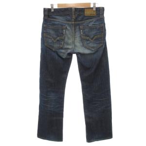DIESEL デニム ジーンズ USED加工 ダメージ レザーパッチロゴ ボタンフライ 30 インディゴ 008Y3
