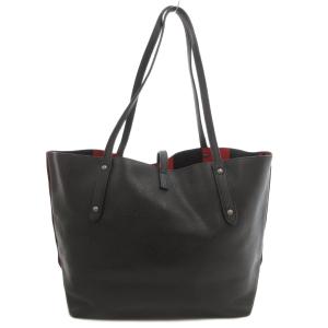 COACH F1581 マーケットトート ハンドバッグ 肩掛け ロゴ 裏チェック柄 レザー 黒 ブラック /GV GY18