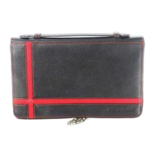 セカンドバッグ クラッチバッグ マルチケース レザー 革 ロゴ型押し クロスライン 黒 ブラック /CK7