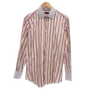 カジュアルシャツ 長袖 ストライプ 総柄 リネン混 42 マルチカラー /JS GY42