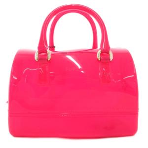 タグ付き キャンディバッグ ハンドバッグ ロゴ PVC ピンク /AE GY18